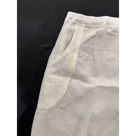 NWT VIVID 100% Linen White Wide Leg Cropped Pant Relaxed Lagenlook Beachy Sz 20 - Picture 8 of 11